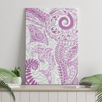 Aotearoa Maori Sea Animals Tribal Canvas Wall Art Manta Ray and Shark Moko Pattern Pink Color