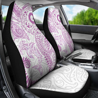 Aotearoa Maori Sea Animals Tribal Car Seat Cover Manta Ray and Shark Moko Pattern Pink Color