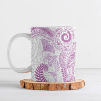Aotearoa Maori Sea Animals Tribal Ceramic Mug Manta Ray and Shark Moko Pattern Pink Color