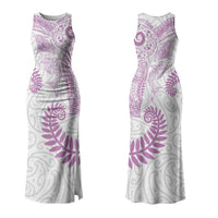 Aotearoa Maori Sea Animals Tribal Couples Matching Tank Maxi Dress and Hawaiian Shirt Manta Ray and Shark Moko Pattern Pink Color LT03 - Polynesian Pride