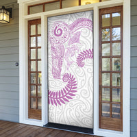 Aotearoa Maori Sea Animals Tribal Door Cover Manta Ray and Shark Moko Pattern Pink Color