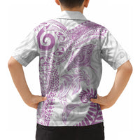 Aotearoa Maori Sea Animals Tribal Hawaiian Shirt Manta Ray and Shark Moko Pattern Pink Color LT03 - Polynesian Pride