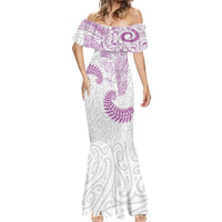 Aotearoa Maori Sea Animals Tribal Mermaid Dress Manta Ray and Shark Moko Pattern Pink Color