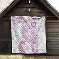 Aotearoa Maori Sea Animals Tribal Quilt Manta Ray and Shark Moko Pattern Pink Color