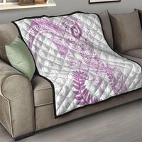 Aotearoa Maori Sea Animals Tribal Quilt Manta Ray and Shark Moko Pattern Pink Color