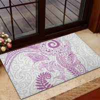 Aotearoa Maori Sea Animals Tribal Rubber Doormat Manta Ray and Shark Moko Pattern Pink Color