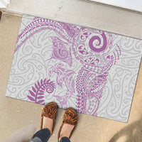 Aotearoa Maori Sea Animals Tribal Rubber Doormat Manta Ray and Shark Moko Pattern Pink Color