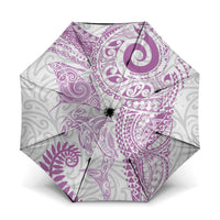 Aotearoa Maori Sea Animals Tribal Umbrella Manta Ray and Shark Moko Pattern Pink Color