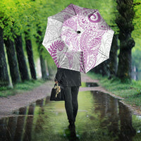 Aotearoa Maori Sea Animals Tribal Umbrella Manta Ray and Shark Moko Pattern Pink Color