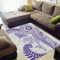 Aotearoa Maori Sea Animals Tribal Area Rug Manta Ray and Shark Moko Pattern Purple Color