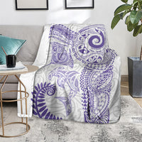 Aotearoa Maori Sea Animals Tribal Blanket Manta Ray and Shark Moko Pattern Purple Color