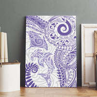 Aotearoa Maori Sea Animals Tribal Canvas Wall Art Manta Ray and Shark Moko Pattern Purple Color
