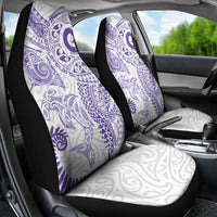 Aotearoa Maori Sea Animals Tribal Car Seat Cover Manta Ray and Shark Moko Pattern Purple Color