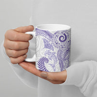 Aotearoa Maori Sea Animals Tribal Ceramic Mug Manta Ray and Shark Moko Pattern Purple Color