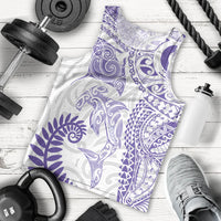 Aotearoa Maori Sea Animals Tribal Men Tank Top Manta Ray and Shark Moko Pattern Purple Color