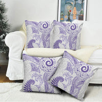 Aotearoa Maori Sea Animals Tribal Pillow Cover Manta Ray and Shark Moko Pattern Purple Color