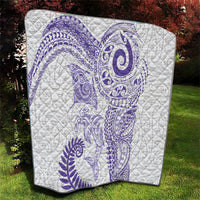 Aotearoa Maori Sea Animals Tribal Quilt Manta Ray and Shark Moko Pattern Purple Color