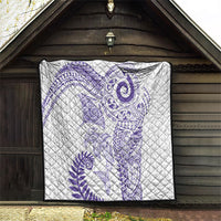 Aotearoa Maori Sea Animals Tribal Quilt Manta Ray and Shark Moko Pattern Purple Color