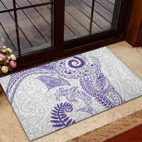 Aotearoa Maori Sea Animals Tribal Rubber Doormat Manta Ray and Shark Moko Pattern Purple Color