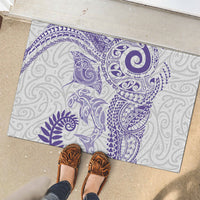 Aotearoa Maori Sea Animals Tribal Rubber Doormat Manta Ray and Shark Moko Pattern Purple Color