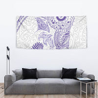 Aotearoa Maori Sea Animals Tribal Tapestry Manta Ray and Shark Moko Pattern Purple Color