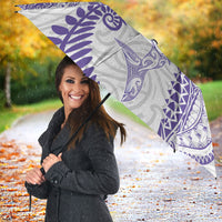 Aotearoa Maori Sea Animals Tribal Umbrella Manta Ray and Shark Moko Pattern Purple Color