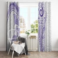 Aotearoa Maori Sea Animals Tribal Window Curtain Manta Ray and Shark Moko Pattern Purple Color