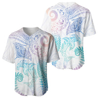 Aotearoa Maori Sea Animals Tribal Baseball Jersey Manta Ray and Shark Moko Pattern Sweet Pastel