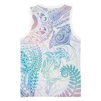 Aotearoa Maori Sea Animals Tribal Basketball Jersey Manta Ray and Shark Moko Pattern Sweet Pastel