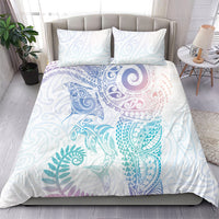 Aotearoa Maori Sea Animals Tribal Bedding Set Manta Ray and Shark Moko Pattern Sweet Pastel
