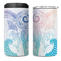Aotearoa Maori Sea Animals Tribal 4 in 1 Can Cooler Tumbler Manta Ray and Shark Moko Pattern Sweet Pastel
