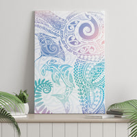 Aotearoa Maori Sea Animals Tribal Canvas Wall Art Manta Ray and Shark Moko Pattern Sweet Pastel