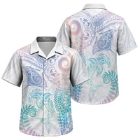Aotearoa Maori Sea Animals Tribal Family Matching Mermaid Dress and Hawaiian Shirt Manta Ray and Shark Moko Pattern Sweet Pastel LT03 Son's Shirt Multicolor - Polynesian Pride