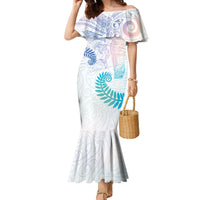 Aotearoa Maori Sea Animals Tribal Family Matching Mermaid Dress and Hawaiian Shirt Manta Ray and Shark Moko Pattern Sweet Pastel
