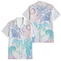 Aotearoa Maori Sea Animals Tribal Family Matching Off Shoulder Short Dress and Hawaiian Shirt Manta Ray and Shark Moko Pattern Sweet Pastel LT03 Dad's Shirt - Short Sleeve Multicolor - Polynesian Pride