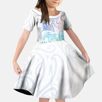 Aotearoa Maori Sea Animals Tribal Family Matching Summer Maxi Dress and Hawaiian Shirt Manta Ray and Shark Moko Pattern Sweet Pastel