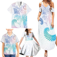 Aotearoa Maori Sea Animals Tribal Family Matching Summer Maxi Dress and Hawaiian Shirt Manta Ray and Shark Moko Pattern Sweet Pastel