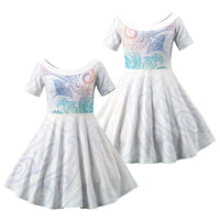 Aotearoa Maori Sea Animals Tribal Family Matching Tank Maxi Dress and Hawaiian Shirt Manta Ray and Shark Moko Pattern Sweet Pastel LT03 Daughter's Dress Multicolor - Polynesian Pride