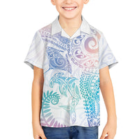 Aotearoa Maori Sea Animals Tribal Family Matching Tank Maxi Dress and Hawaiian Shirt Manta Ray and Shark Moko Pattern Sweet Pastel
