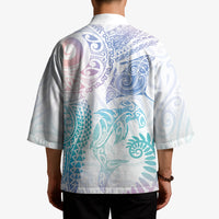 Aotearoa Maori Sea Animals Tribal Kimono Manta Ray and Shark Moko Pattern Sweet Pastel