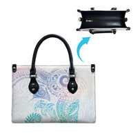 Aotearoa Maori Sea Animals Tribal Leather Bag Manta Ray and Shark Moko Pattern Sweet Pastel