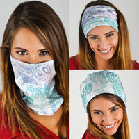 Aotearoa Maori Sea Animals Tribal Neck Gaiter Manta Ray and Shark Moko Pattern Sweet Pastel