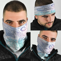 Aotearoa Maori Sea Animals Tribal Neck Gaiter Manta Ray and Shark Moko Pattern Sweet Pastel