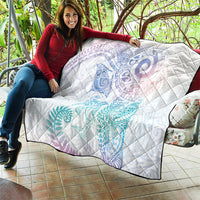 Aotearoa Maori Sea Animals Tribal Quilt Manta Ray and Shark Moko Pattern Sweet Pastel