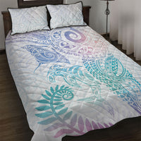 Aotearoa Maori Sea Animals Tribal Quilt Bed Set Manta Ray and Shark Moko Pattern Sweet Pastel