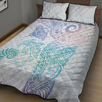 Aotearoa Maori Sea Animals Tribal Quilt Bed Set Manta Ray and Shark Moko Pattern Sweet Pastel