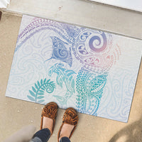 Aotearoa Maori Sea Animals Tribal Rubber Doormat Manta Ray and Shark Moko Pattern Sweet Pastel
