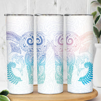 Aotearoa Maori Sea Animals Tribal Skinny Tumbler Manta Ray and Shark Moko Pattern Sweet Pastel