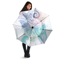 Aotearoa Maori Sea Animals Tribal Umbrella Manta Ray and Shark Moko Pattern Sweet Pastel
