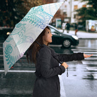 Aotearoa Maori Sea Animals Tribal Umbrella Manta Ray and Shark Moko Pattern Sweet Pastel
